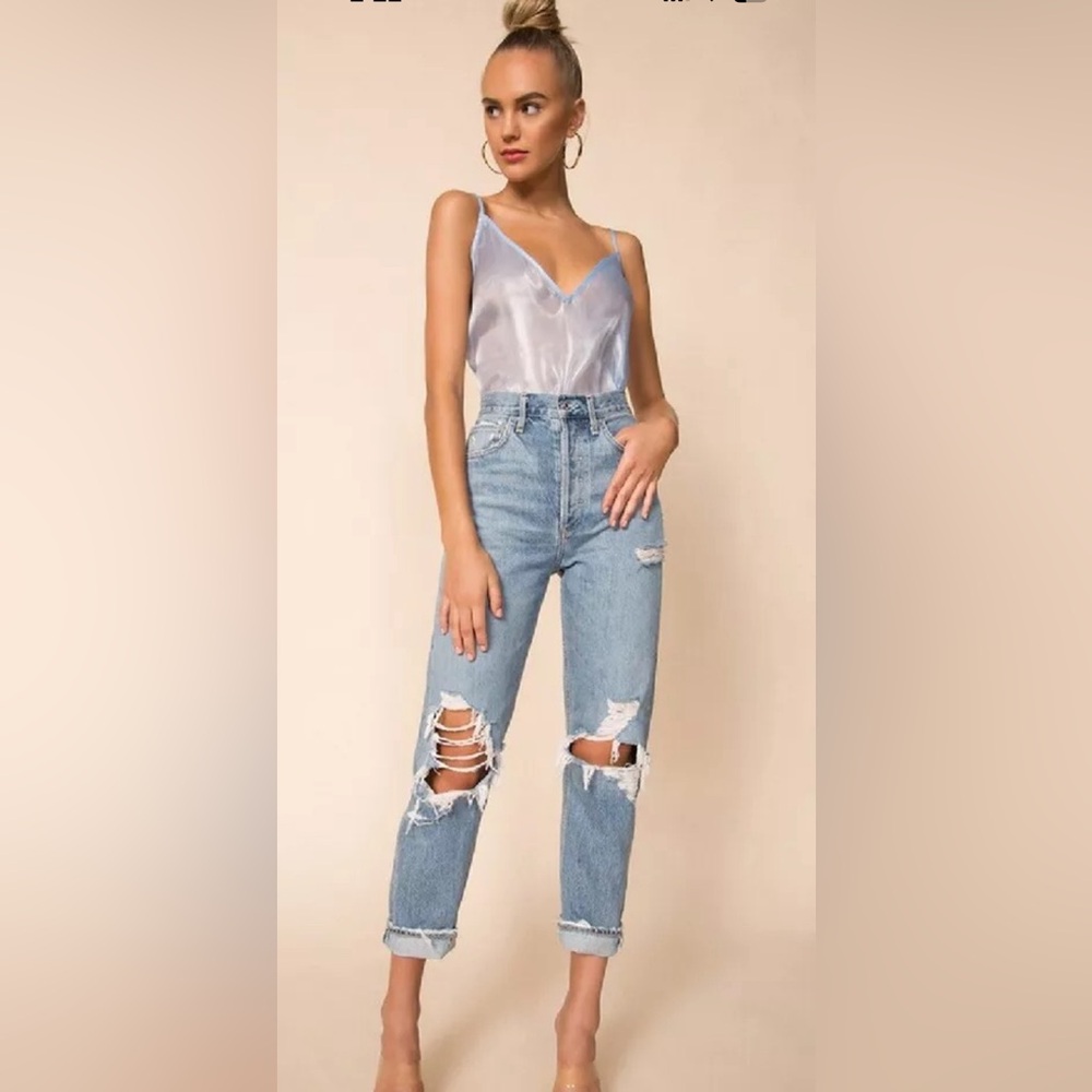 NWOT Sadie Deep V Tank by Superdown Size: XXS Color: Dusty Blue - Brand …